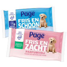 Page vochtig toiletpapier